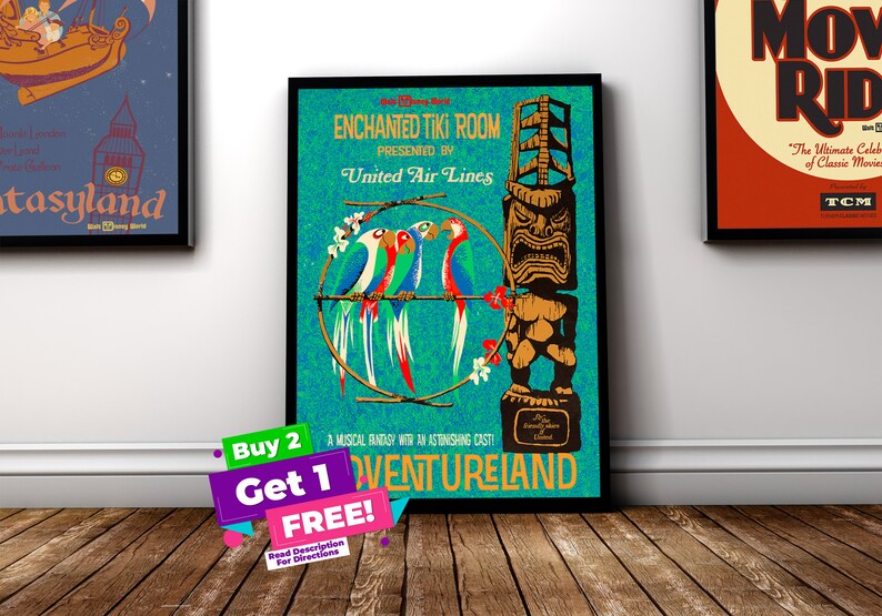 Enchanted Tiki Room Vintage Disney Parks Poster Disney World OR Disneyland image 1