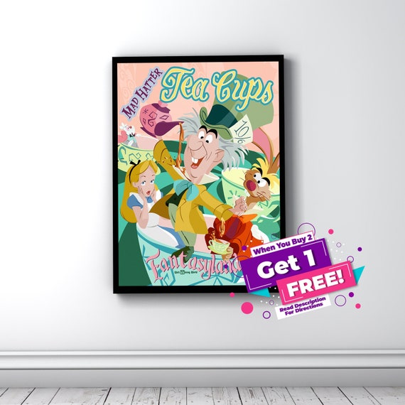 Mad Hatter's Tea Cups Vintage Disney Parks Poster | Disney World