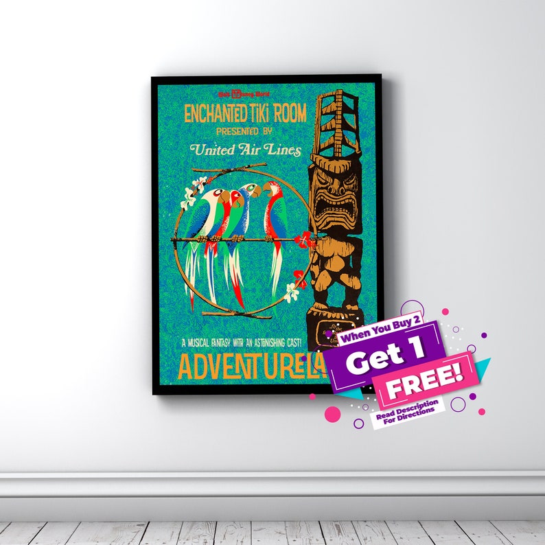 Enchanted Tiki Room Vintage Disney Parks Poster Disney World OR Disneyland image 2