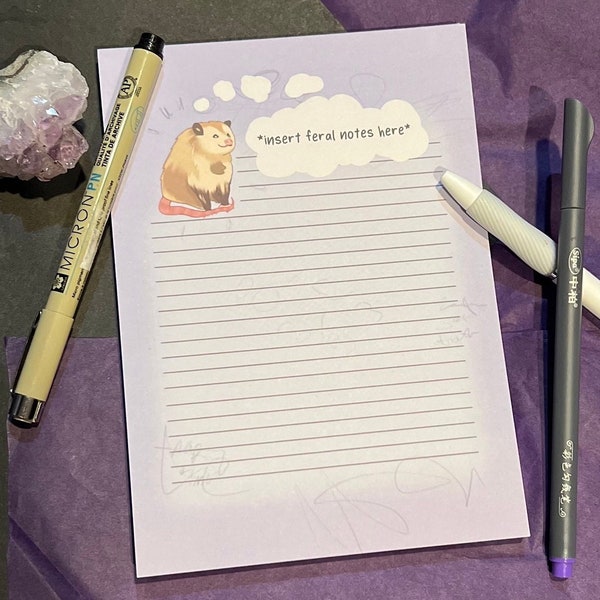 Chonky Feral Possum Notepad| Cute Possum To Do List Notepad, Animal Stationery, Notetaking Office Possum School Supplies, Possum Stationery