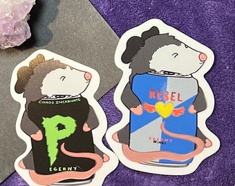 Energy Drink Possum Stickers | Caffeine Lover Stickers, Chaotic Energy Possum Stickers, Cute Trash Panda Cat Soda Can Sticker, Hyper Possum