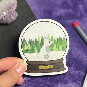Snowglobe Arctic Fox Clear Sticker | Cute Fox Critter Sticker, Holiday Snowglobe Cottagecore Sticker, Clear Sticker, Winter Fox Wildlife