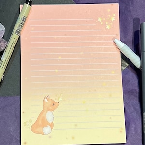 Starry Fox Notepad| Cottagecore Notepad, Cute Fox To Do List Notepad, Cute Woodland Animal Stationery, Notetaking Office Fox School Supplies