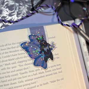 Magical Girl Mothman Magnetic Bookmark | Cute Cryptid Holographic Bookmark, Aesthetic Moth Bookmark, Butterfly Anime Girl Magnet Bookmark