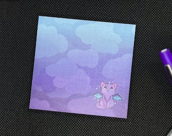 Spooky Kitty Sticky Note|Cat Stationery, Cat Sticky Note, Grid Sticky Note, Kawaii Sticky Note, Post-it® Memo Pad, Witchy Office Supplies