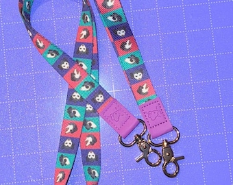 Lanyard met kleurblokken opossum | Lanyard schoudertasje minnaar thema, student-leraar verpleegkundige ID-badge, polsbandje, schattige sleutelhouder