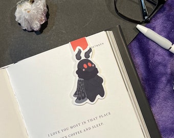 Mothman Magnetic Bookmark | Cute Cryptid Halloween Bookmark, Aesthetic Bookmark, Moth Bookmark, Spooky Cute Magnet Bookmark, Cryptozoology