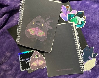 Witchy Moth Planchette Reusable Sticker Book |Sticker Collection Book, Sticker Storage Book, Sticker Binder, Sticker Album, Organizer, Ouija