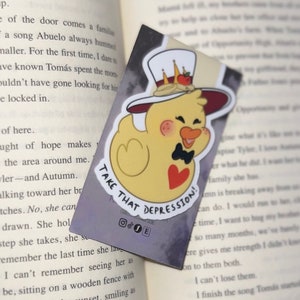 Lucy’s Duck Bookmark ‘Take That Depression’ | Rubber Duck Magnetic Bookmark, Cartoon Demon Hotel Bookmark, Lucifer Morningstar Bookish Duck