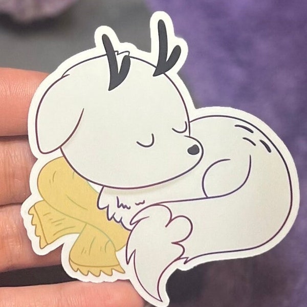 Sleepy Deer Fox Sticker | Cute Cartoon Critter Sticker, Baby Wildlife Sticker, Sleeping Animal Stickers, Cottagecore Stickers, Pet Twigg