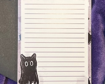 Drippy Void Cat Notepad | Black Cat Stationery, Void Cat To Do List Notepad, Creepy Cute Kawaii Office Supplies, Cat Grocery Planner List