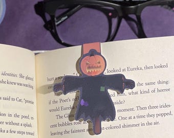 Pumpkin Scarecrow | Magnetic Bookmark, Halloween Bookmark, Bookish Merch, spooky bookmark, halloween gift, Pumpkin Bookmark, Scarecrow