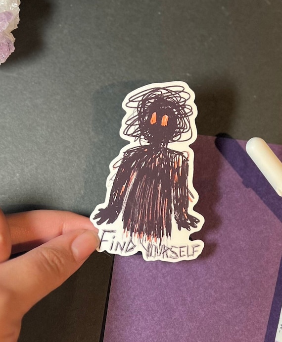 Find Yourself Sticker |Creepy Sticker, Overthinking Sticker, Scribble Sticker, Monster Sticker, Sleep Paralysis Demon Sticker, Weird Sticker