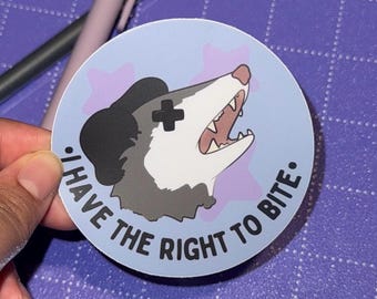 Right To Bite Sticker | Screaming Possum Sticker, Cute Animal Critter Sticker, Personal Space Possum Lover Gift, E-Reader Kindle Sticker