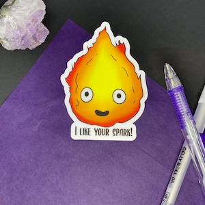Flame ‘I Like Your Spark’ sticker, Cute sticker, Anime sticker, Flame sticker, Fire sticker, Animated movie sticker, Laptop sticker