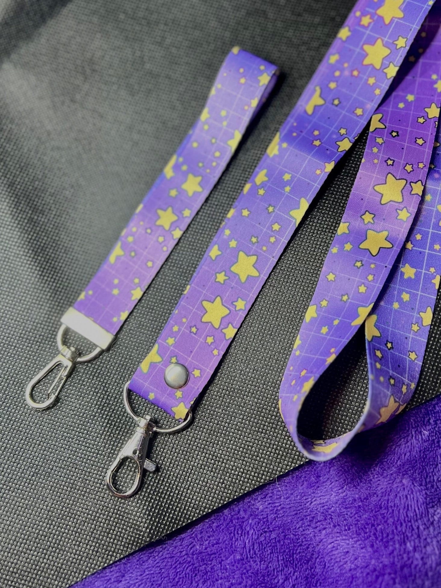 Purple Star Pattern LANYARD |star Lanyard for Keys, Purple