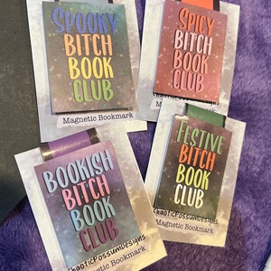 Segnalibri magnetici Bookish Bitch Book Club/Segnalibro multi-genere per amanti dei libri, lettore di romanzi piccanti e oscenità, amante dell&#39;horror gore, segnalibri stagionali