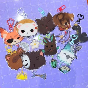 Heavenly Officials Ship Acrylic Keychains | MXTX Acrylic Connection Charms, Hua Lian BeefLeaf QuanYin Keychains, TGCF Danmei Bl Keychains