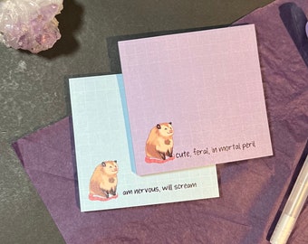 Chonky Possum Sticky Notes |Grid Sticky Notes, Kawaii Sticky Note, Post it Memo Pad Office Supplies, Feral Animal Sticky Note, Gift Under 20