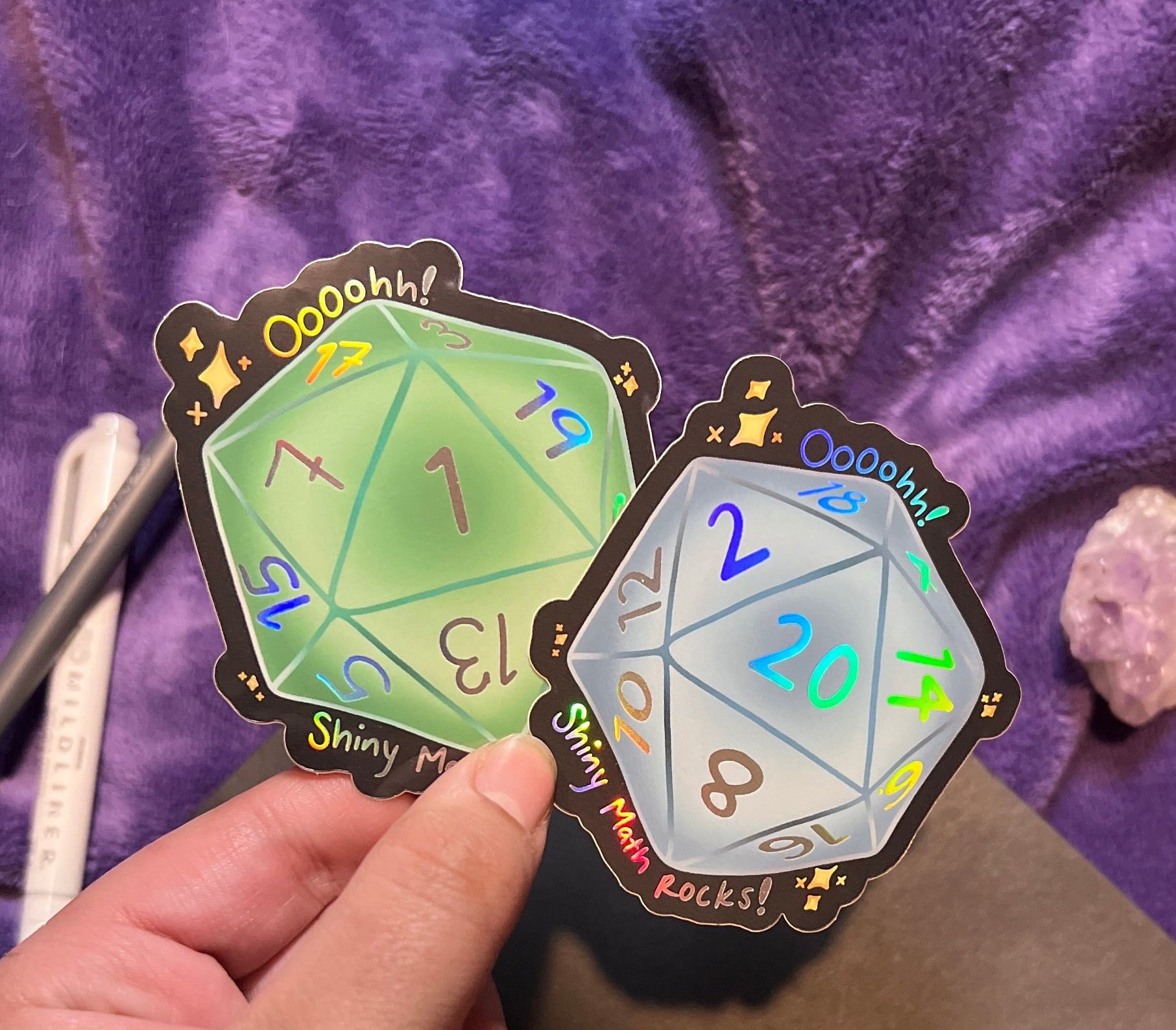 Dnd Math Projects Shiny Math Rocks Holographic Dice Sticker | D20 Dungeons and Dragons ...