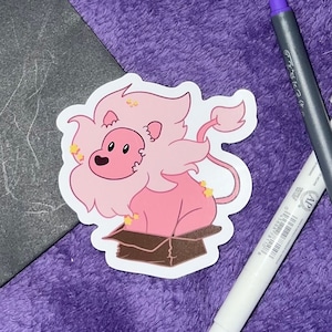Cotton Candy Lion Box Sticker | Funny Animal Stickers, Crystal Cartoon Gem Lion, If I Fits I Sits Cat, Rose Steven Gem Lion, Universe Lion