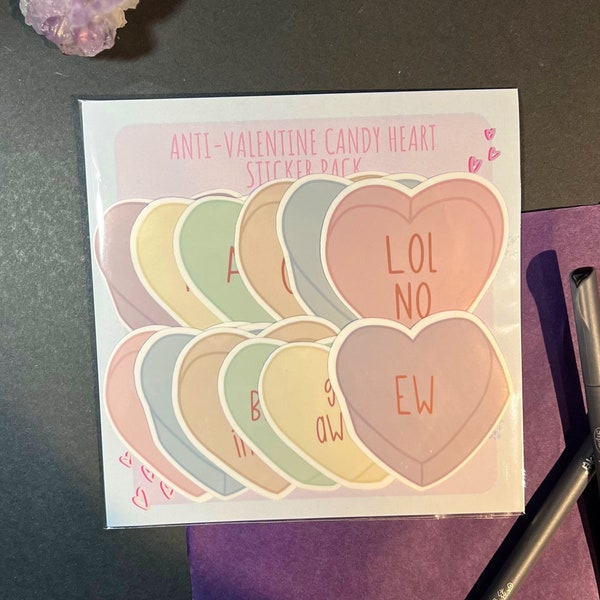 Rude Conversation Heart Stickers | Anti Valentine’s Day Sticker, Sarcastic Sticker, Valentines Sticker Pack, Candy Heart Stickers