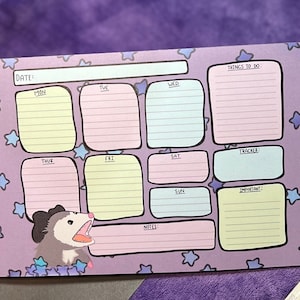 Screaming Possum Weekly Planner Notepad |Cute Possum To Do List Notepad, Animal Stationery, Possum School Supplies Stationery, Reminder List
