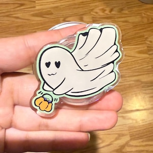 Ghost Trick or Treat Phone Grip |Spooky Cute Magnet Phone Holder, Acrylic Ghost Grip, Halloween Phone Grip, E-Reader Kindle Kobo Accessories