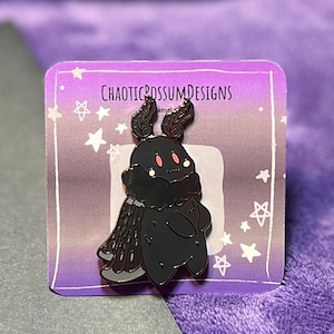 Chibi Mothman Enamel Pin| Cute Moth Local Cryptid Pin, Kawaii Cryptid Gift for Mothman Lover, Hard Enamel Moth Pin, Black Moth Lapel Pins