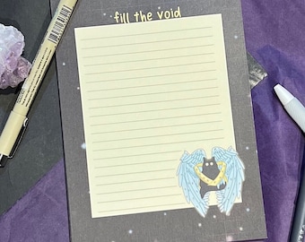 Biblically Accurate Angel Cat Notepad | Black Cat Stationery, Void Cat To Do List Notepad, Kawaii Office Supplies, Cat Grocery Planner List
