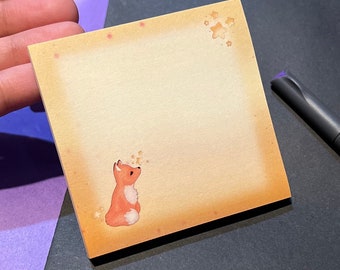 Sternenfuchs Sticky Note| Fuchs Briefpapier und Haftnotiz, Kawaii Farbverlauf Sticky Memo, Post-it® Notizblock, Cottagecore Woodland Bürozubehör