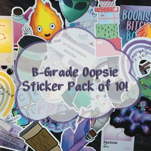 Oops sticker Pack (10) | B Grade Stickers,  Oops Mystery Sticker Bundle, Random Sticker Grab Bag, Discounted Stickers, Cute Stickers, Holo