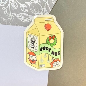 Eggy Nog Milk Carton Sticker | Holiday Drink Sticker, Cute Egg Nog Christmas Milk Carton, Coquito Holiday Custard, Festive Eggnog Lover Gift