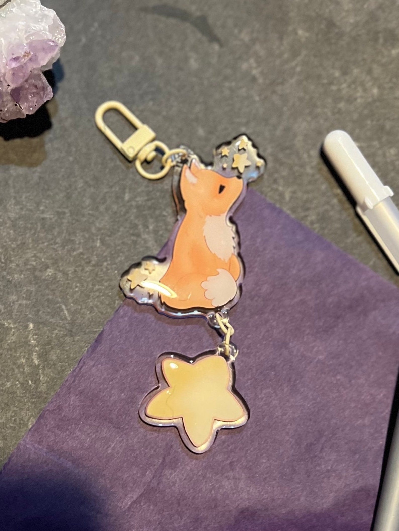 Starry Fox Connected Acrylic Keychain |autumn Fox Lover Gift Acrylic ...