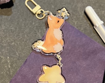 Portachiavi in acrilico Starry Fox Connected / Ciondolo in acrilico per amanti della volpe autunnale, portachiavi con animali Cottagecore Fall Vibes, ciondolo in acrilico con stelle carine