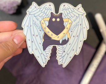 Pegatinas bíblicamente precisas de gato vacío/alas de ángel, pegatina de ángel bíblicamente precisa, calcomanía de gato negro, no temas, pegatina de ojos espeluznantes