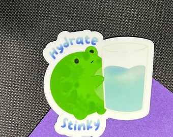 Hydrate Stinky Frog MAGNET |Emotional Support Waterbottle Reminder Magnet, Stay Hydrated Frog Fridge Magnet, Cute Drink Water Kitchen Magnet