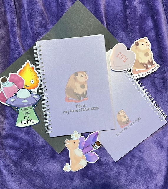 Feral Possum Reusable Sticker Book |Sticker Collection Book, Sticker Storage Book, Sticker Binder, Sticker Album, Feral Possum Sticker Book