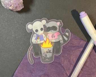 Punk Trash Babies Sticker, Raccoon Sticker, Possum Sticker, Trash Panda Sticker, Anarchy Sticker, Opossum Sticker, Trash Cat Sticker