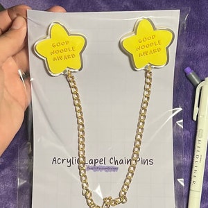 Good Noodle Star Lapel Chain Pins | Collar Shirt Chain Pin, Good Job Star Lapel Collar Pin, Star Acrylic Pins, Cute Shirt Collar Accessories