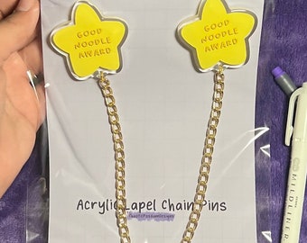 Good Noodle Star Lapel Chain Pins | Collar Shirt Chain Pin, Good Job Star Lapel Collar Pin, Star Acrylic Pins, Cute Shirt Collar Accessories