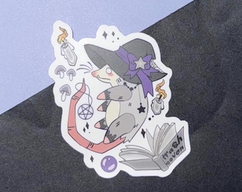 Possum Coven Sticker | Witchcraft Possum Sticker, E-Reader Kindle Sticker, Trash Cat Sticker, Spooky Cute Vibes, Magic Opossum Sticker