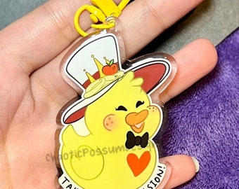 Portachiavi in acrilico a forma di paperella demoniaca (7,6 cm) / Portachiavi con ciondolo a forma di paperella di gomma, ciondolo a forma di hotel con demone dei cartoni animati, portachiavi Take That Depression Hazbin