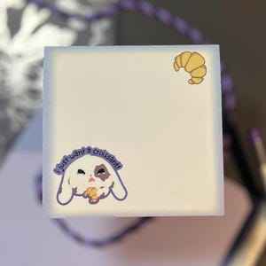 Croissant Bunny Sticky Note| Crying Animal Memo Pad, Kawaii Notepad, Bread Croissant Sticky Note, Cute Animal Stationery, Office Supplies