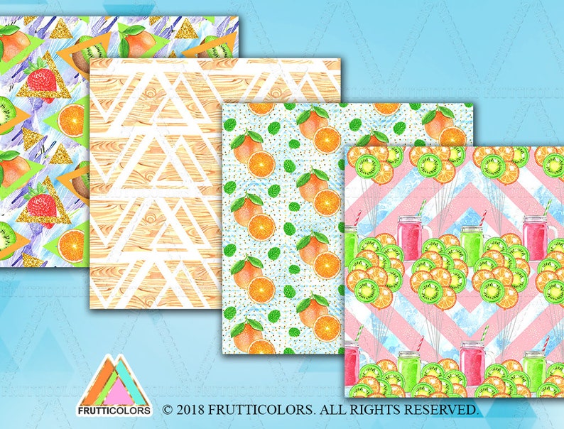 Fruits Digital Paper Summer Fruit Colorful Scrapbook Printable | Etsy