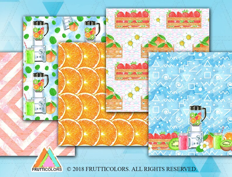 Fruits Digital Paper Summer Fruit Colorful Scrapbook Printable | Etsy