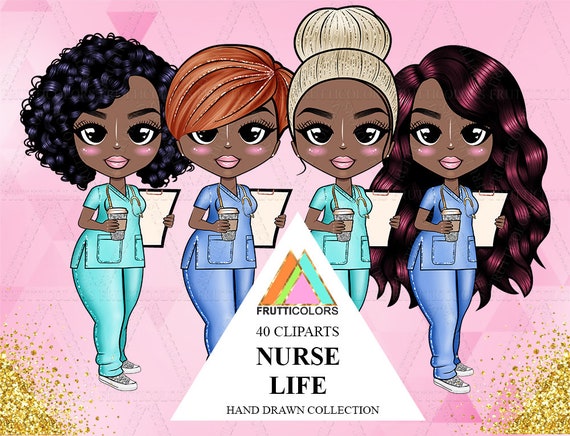 Download Nurse Life Dolls Clipart African American Planner Sticker Etsy