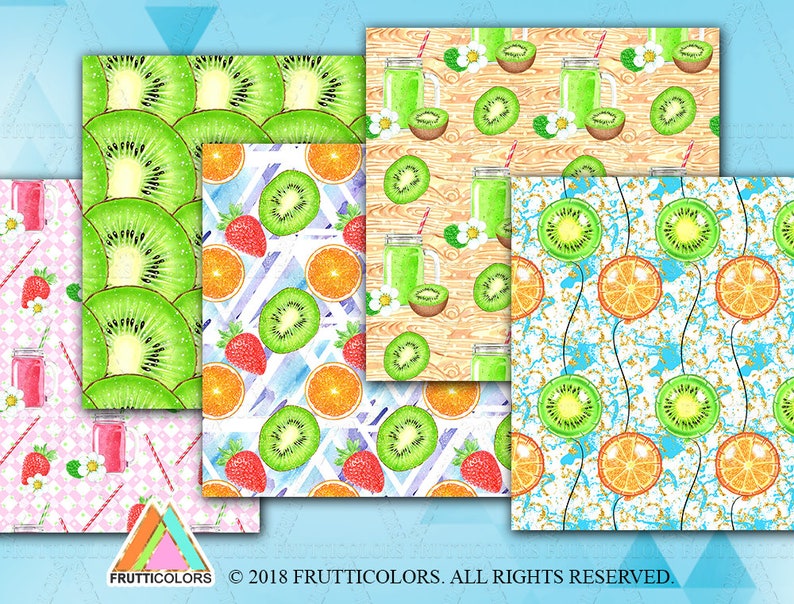 Fruits Digital Paper Summer Fruit Colorful Scrapbook Printable | Etsy