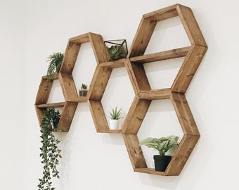 Hexagon Shelves | Honeycomb Shelf | Floating Hexagon Shelf | Wall Art | Geometry Shelves