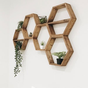 Hexagon Shelves Honeycomb Shelf Floating Hexagon Shelf Wall Art Geometry Shelves image 1